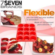 12 Slot Silicone Muffin Pan. HIGH END KITCHEN WARE. Red. SUPER VALUE! N5