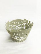 HUAL Cupcake Wrappers 50 Filigree Artistic Bake Cake Paper Cups it's a girl Lace Laser Cut Liner Baking Cup Muffin...