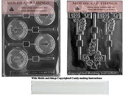 Baby&#039;s Christening Lolly Chocolate Candy Mold, Cross Chocolate Candy Mold and 50 sticks With Candy Making Instruction