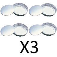 Fox Run 4&quot; Tartlet Quiche Pan Set W/ Removable Bottom Set Of 4 Pastry (3-Pack)