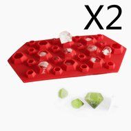 TLT Pack of 2 Silicone 3D Diamonds Gem Shaped Ice Cube Candy Chocolate Mold (Red) MJ011R