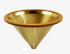 Titanium Coated, Gold Pour Over Cone Dripper, Reusable Stainless Steel Coffee Filter N2