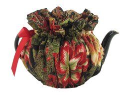 Tea Cozy Fully Lined in Contrast Fabric 8 Cup Size (Mod Cherries) N3