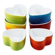 DOYOLLA Ceramic Eco Heart-shaped Ramekins, Set of 6, Random Color