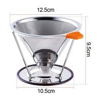 Aohang Stainless Steel Paperless Reusable Pour Over Coffee Filter Funnel Cone Dripper for Home Office N7