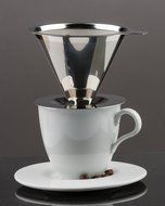 Maranello Caffé - Stainless Steel Pour Over Paperless Coffee Maker - Mesh Bottomed Cone Dripper and Cup Stand...