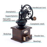 Foruchoice Vintage Style Coffee Grinder Spice Hand Grinding Machine Hand-crank Roller Drive Grain Burr Mill Coffee... N4