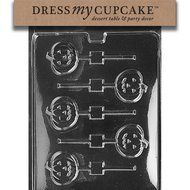 Dress My Cupcake DMCH046 Chocolate Candy Mold, Pumpkin Lollipop, Halloween