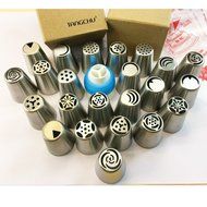 TANGCHU Russian Piping Tips 23PCS/SET Stainless Steel Large Size Icing Syringe Set DIY Coupler Nozzle N5