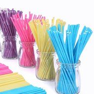 Colored Lollipop Sticks 100 count 6 inch (Blue, White, Purple, Yellow, Rose-red) (100) N8