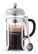 French Press Coffee Maker Chrome Plated with Triple Stainless Steel Filters and 34 Oz Glass Carafe N4