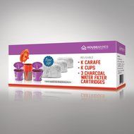 2 Reusable KCups, 1 Reusable Carafe KCup and 3 Replacement Charcoal Water Filters By Housewares Solutions for... N8