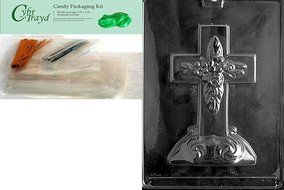 Cybrtrayd R025 Large Cross with Base Chocolate Candy Mold with Exclusive Cybrtrayd Copyrighted Chocolate Molding... N6