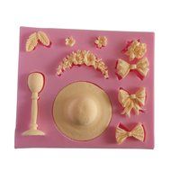 Wocuz W0709 Silicone Bows and Hat Shape Fondant Mold Candy Making Mould for Cake Embossing Decoration N4