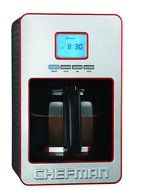 Chefman RJ14-12SS-P-Red 12 Cup Programmable Coffee Maker with Stainless Steel Face, Red