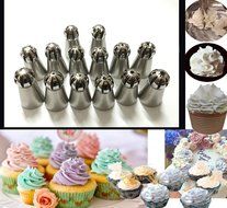Russian Ball Tips 14 pcs/set, KOOTIPS Sphere Ball Tips Russian Icing Piping Nozzles Tips Pastry Cake Fondant Cupcake N2