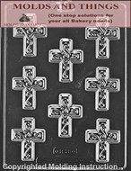 SMALL CROSS WITH SWIRL Chocolate Candy Mold With &copy; Molding Instruction - Set of 2