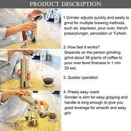 Homdox Manual Coffee Bean Grinder , Stainless Steel N2