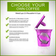 MetaCups 2.0 K Cups Reusable Refillable Coffee Filters for Keurig 2.0 Brewers K200, K300, K400, K500 and Tea K-cup... N6