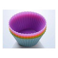 Sher 5PCS Bakeware Silicone Round Baking Molds Muffin Cup Color Random N5