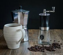 The Abundant Kitchen Slim Coffee Grinder with Burr Spice Mill and Glass Bottom N2