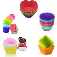 DANSPEED 10PCS Soft Silicone Cake Chocolate Muffin Cupcake Liner Baking Cup Mould Tools (Square)