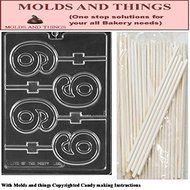 Number 9 Lolly numbers and letters Chocolate candy mold &copy; Molding Instruction+ 25 Lollipop sticks