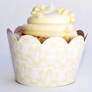 Rustic Burlap Cupcake Wrappers, Pink and Gold Lace, Confetti Couture Party Supplies, 36 Wraps N9