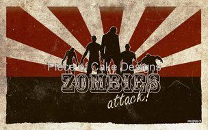 1/4 Sheet ~ Zombies Attack Birthday ~ Edible Image Cake/Cupcake Topper!!!