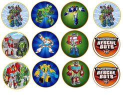 12 Transformers Rescue Bots Edible Image Cookie or Cupcake Topppers (Wafer/Rice Paper)