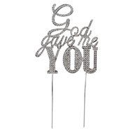 Pixnor Sparkle Rhinestone God Gave Me You Wedding Cake Topper Bling Custom Decoration Large N2