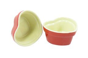Heart Shaped Ceramic Ramekin Souffle 8 oz 4 1/4 x 3 1/2 Red (2 Piece)