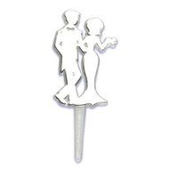 Dress My Cupcake DMC41WP-ENG 12-Pack Bride and Groom Pick Decorative Cake Topper, Wedding, Silver