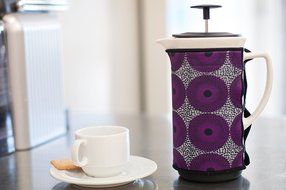 Ceramic French Coffee Press With Stainless Steel Plunger to Make Fresh Coffee or Tea. Includes a Cosy for Keeping... N2