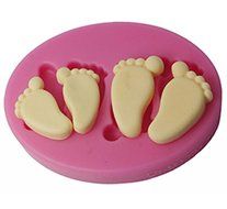 FOUR-C Silicone Embossing Mold Baby Feet Fondant and Gum Paste Mould Color Pink
