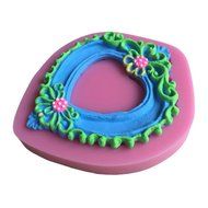 FLY 3D Silicone Heart Shape Picture Frame Fondant Mold Cake Decorating,Pink N2