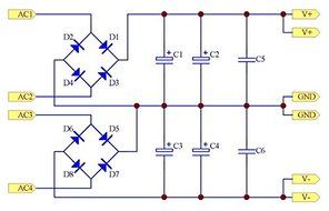 Electronics-Salon 10PCS Dual Bridge Dual Polarity Unregulated Power Supply PCB. N4