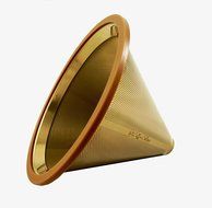 Titanium Coated, Gold Pour Over Cone Dripper, Reusable Stainless Steel Coffee Filter N4