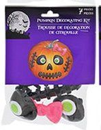 Fun Cute Plastic Push in Pumpkin Decorating Craft Kit (Pink Bow)
