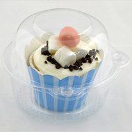 100/Pack Transparent Clear Jumbo Cupcake Box Pods BPA-Free Containers Hinged-Style N4