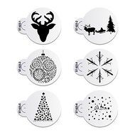 Y&amp;XL&amp;H 6pcs/lots Merry Christmas Deer Decorative Cookies Stencil Plastic Stencil for Coffee