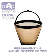 Permanent #2 4-Cup Cone Shape Gold Tone Coffee Filter fits Mr. Coffee &amp; Cuisinart 4-Cup Coffeemakers