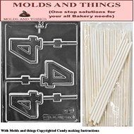 Number 4 Lolly numbers and letters Chocolate candy mold &copy; Molding Instruction+ 25 Lollipop sticks