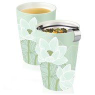 Tea Fort&eacute; KATI Single Cup Loose Leaf Tea Brewing System, Insulated Ceramic Cup with Tea Infuser and Lid, Lotus N5