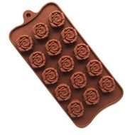 Poproo Flower Shaped 3-piece Candy Molds Set 15-cavities Chocolate Ice Cube Mold, Tulip Rose Sunflower Lotus Shapes N2