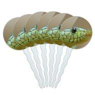 Set of 6 Cupcake Picks Toppers Decoration Reptiles Lizards Snakes Frogs - Marbled Reed Frog N11