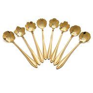 T-TOPER Stainless Steel Creative Tea Spoon (Set of 8),Gold Color N2