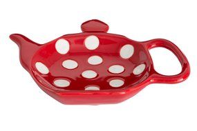 Dexam Polka Spot Dot Ceramic Retro Teabag Holder Caddy in Red