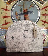 Espionage War Planes Artisanal Tea Cozy - WWII - Heavy Natural Cotton With Gunmetal or Navy on Cream - 5 Sizes