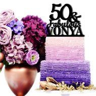 Mirror Gold #64 Sugar Yeti Brand Made in USA Custom Cake Toppers 50 &amp; Fabulous Name Birthday Cake Toppers Personalized... N9